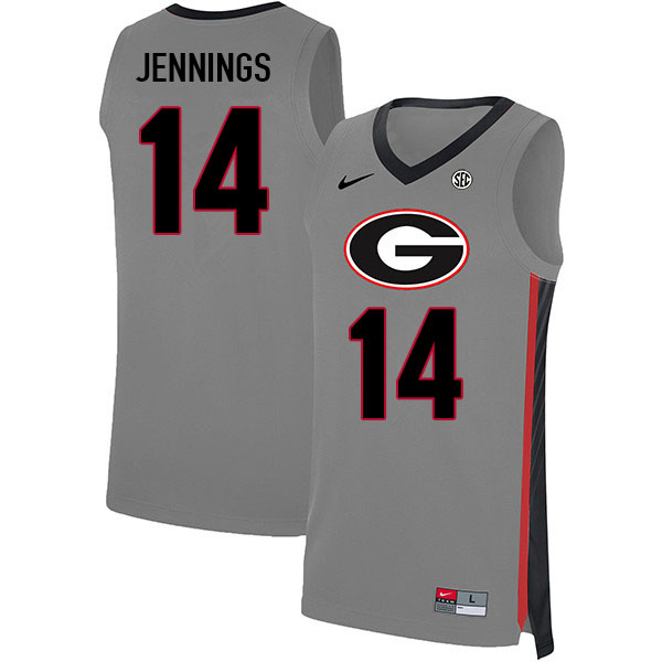 Men #14 Markel Jennings Georgia Bulldogs College Basketball Jerseys Stitched Sale-Gray